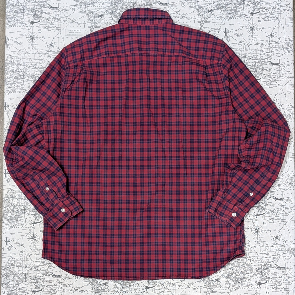 GAP Men's Red and Navy Standard Fit Stretch Plaid Shirt Size XL - Picture 5 of 6